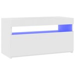 vidaXL Meuble TV avec lumières LED Blanc brillant 75x35x40 cm