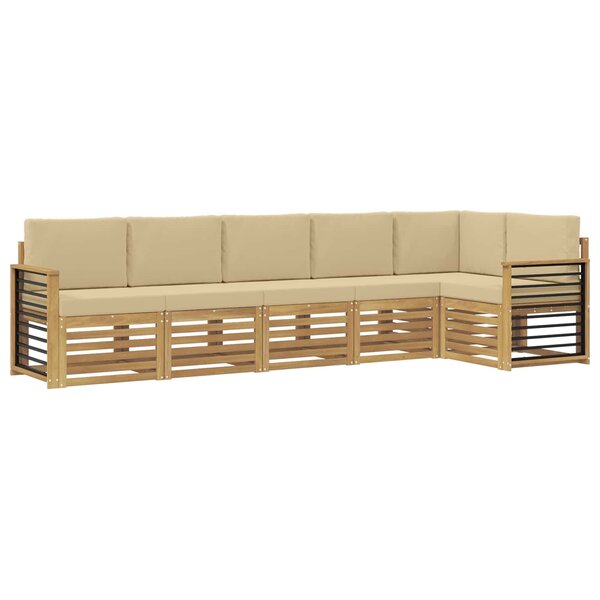 vidaXL Ensemble de canapés d'extérieur 6 pc Blanc et Beige Polyester