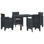 vidaXL Ensemble de Salle à Manger de Jardin de 5 Pièces avec Coussins anthracite en Poly Rattan