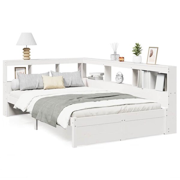 vidaXL Lit bibliothèque sans matelas blanc 120x200 cm bois pin massif