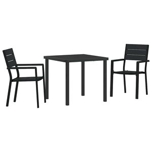 vidaXL Ensemble de salle à manger pour jardin 3 Pièces Noir