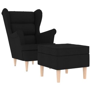 vidaXL Fauteuil avec repose-pied Noir Tissu