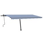 vidaXL Auvent manuel rétractable sur pied 500x350 cm Bleu/Blanc