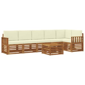 vidaXL Ensemble de canapés d'extérieur 7 pc Naturel et Crème Polyester