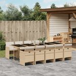 vidaXL Ensemble à manger de jardin et coussins 11 Pièces beige poly rotin