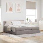 vidaXL Lit ottoman avec matelas et LED Taupe 180x200cm tissu