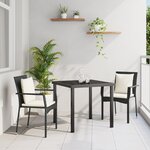 vidaXL Set de Salle à Manger de Jardin 3 Pièces avec Coussins Noir Poly Rattan