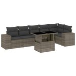 vidaXL Salon de jardin avec coussins 7 Pièces gris résine tressée