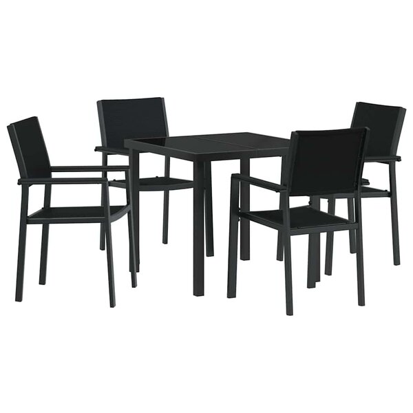 vidaXL Ensemble de salle à manger pour jardin 5 Pièces Noir Poly rotin