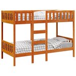 vidaXL Lit superposé cire marron 75x190 cm bois de pin massif