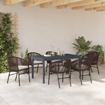 vidaXL Ensemble de salle à manger de jardin de 7 pièces avec coussins en poly rotin marron
