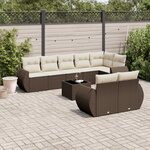 vidaXL Salon de jardin avec coussins 9 Pièces marron résine tressée