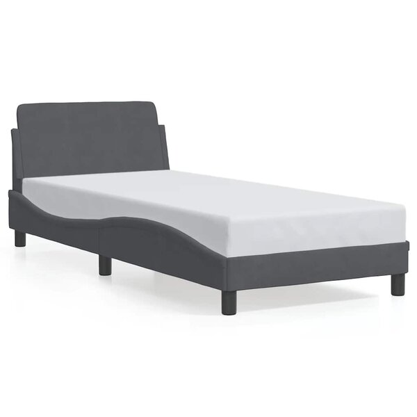 vidaXL Cadre de lit Dover gris foncé 90x200 cm velours