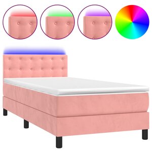 vidaXL Sommier à lattes de lit avec matelas et LED Rose 100x200 cm