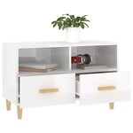 vidaXL Meuble TV Blanc brillant 80x36x50 cm Bois d'ingénierie