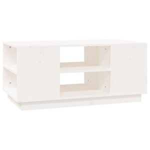 vidaXL Table basse Blanc 90x49x40 5 cm Bois massif de pin