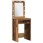 Ensemble de coiffeuse 2 pièces avec LED en bois vieilli en bois d'ingénierie