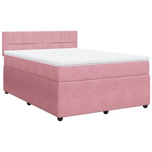 vidaXL Sommier à lattes de lit avec matelas Rose 160x200 cm Velours