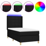 vidaXL Sommier à lattes de lit matelas et LED Noir 90x190 cm Tissu