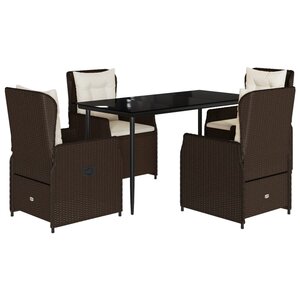 vidaXL Ensemble à manger de jardin 5 Pièces et coussins marron poly rotin