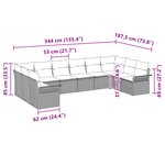 vidaXL Ensemble de Canapés de Jardin 10 Pièces avec Coussins en Poly Rattan Beige