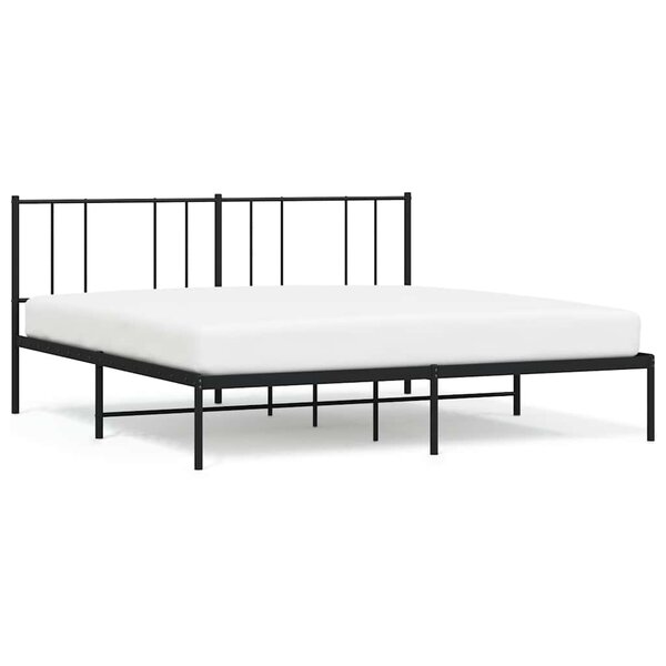 vidaXL Cadre de lit métal sans matelas avec tête de lit noir 200x200cm