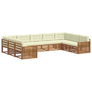 vidaXL Ensemble de canapés d'extérieur 9 pc Naturel et Crème