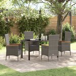 vidaXL Ensemble de Salle à Manger de Jardin 5 Pièces avec Coussins Rattan Poly Gris
