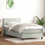 vidaXL Sommier à lattes de lit et matelas gris clair 90x220 cm velours