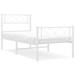 vidaXL Cadre de lit métal sans matelas et pied de lit blanc 100x200 cm