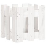 vidaXL Jardinière avec design de clôture blanc 30x30x30 cm pin massif