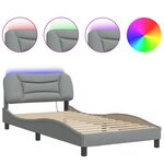 vidaXL Cadre de lit avec LED sans matelas gris clair 100x200 cm tissu