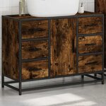 vidaXL Armoire lavabo de salle de bain chêne fumé bois d'ingénierie
