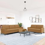 vidaXL Ensemble de canapés 3 Pièces avec coussins Marron Velours