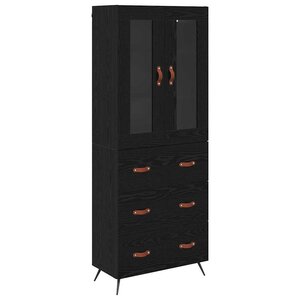 vidaXL Buffet avec étagère 2 Pièces Chêne noir Bois d'ingénierie