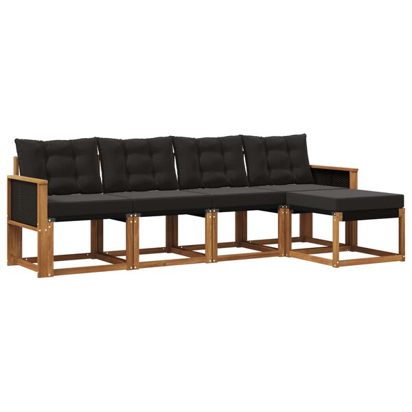 vidaXL Ensemble de canapés d'extérieur 5 pc Naturel et noir