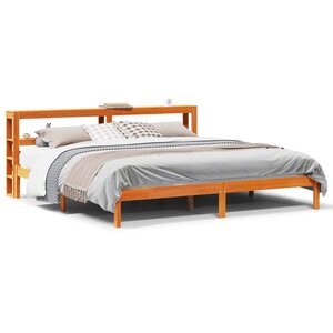 vidaXL Cadre de lit et tête de lit sans matelas cire marron 200x200 cm