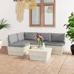 vidaXL Salon de jardin palette 5 Pièces avec coussins bois d'épicéa