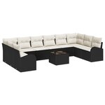 Ensemble de canapés de jardin vidaXL 10 pièces avec coussins en poly rattan brun