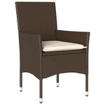 Ensemble de salle à manger de jardin 5 pièces avec coussins marron poly rattan