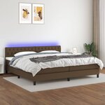 vidaXL Sommier à lattes de lit matelas et LED Marron foncé 200x200 cm