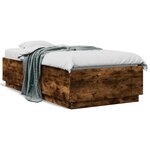 vidaXL Cadre de lit avec LED sans matelas chêne fumé 90x190 cm