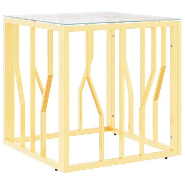 vidaXL Table basse doré 50x50x50 cm acier inoxydable et verre