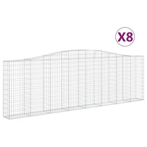 vidaXL Paniers à gabions arqués 8 Pièces 400x30x120/140 cm Fer galvanisé