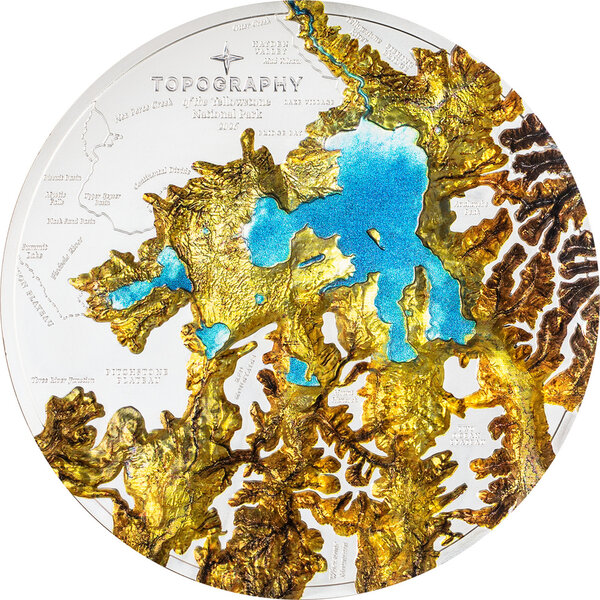 Monnaie YELLOWSTONE Topography 1 Kg Kilo Argent 100$ Cook Islands 2026 (PRÉCOMMANDE)