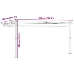 vidaXL Gazebo mural Crème 3 x 4 m Acier