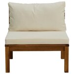 vidaXL Canapé de milieu sectionnel avec coussin blanc crème Acacia