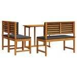 Ensemble de salle à manger de jardin 4 pièces avec coussins en bois d'acacia