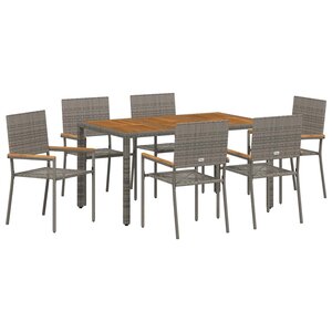 vidaXL Ensemble de salle à manger pour jardin 7 Pièces Gris polyrotin