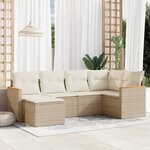 vidaXL Salon de jardin avec coussins 6 Pièces beige résine tressée